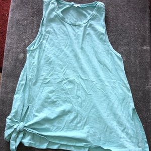 Women’s blue tank with tie and split side